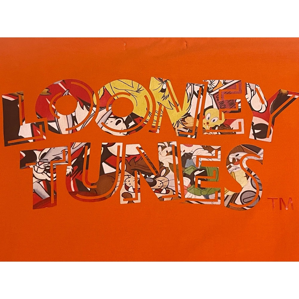 00758 Looney Tunes Orange Graphic T Shirt Bugs Bunny Marvin The Martian Mens L - Picture 8 of 12